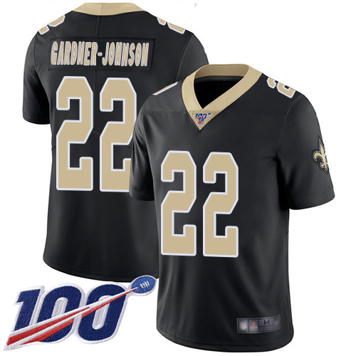 Men New Orleans Saints Limited Black Chauncey Gardner Johnson Home Jersey NFL Football #22 100th Season Vapor Untouchable Jersey->nfl t-shirts->Sports Accessory
